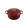 LE CREUSET Cocotte en Fonte Ronde 24 cm Garnet Bouton Doré Signature Best