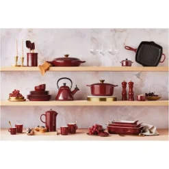 LE CREUSET Cocotte en Fonte Ronde 24 cm Garnet Bouton Doré Signature Best