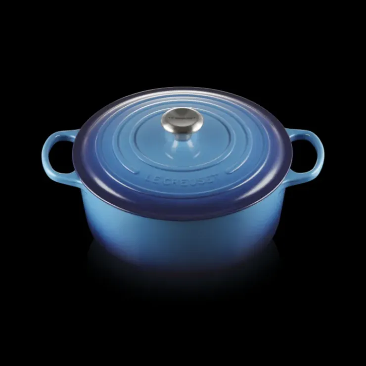 LE CREUSET Cocotte en Fonte Ronde 28 cm Signature Azur Sale