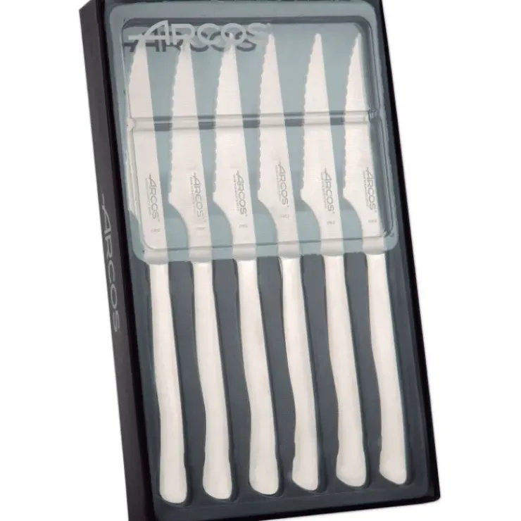 ARCOS Coffret 6 Couteaux à Steak 11 cm Lame Crantée Acier Inoxydable Sale
