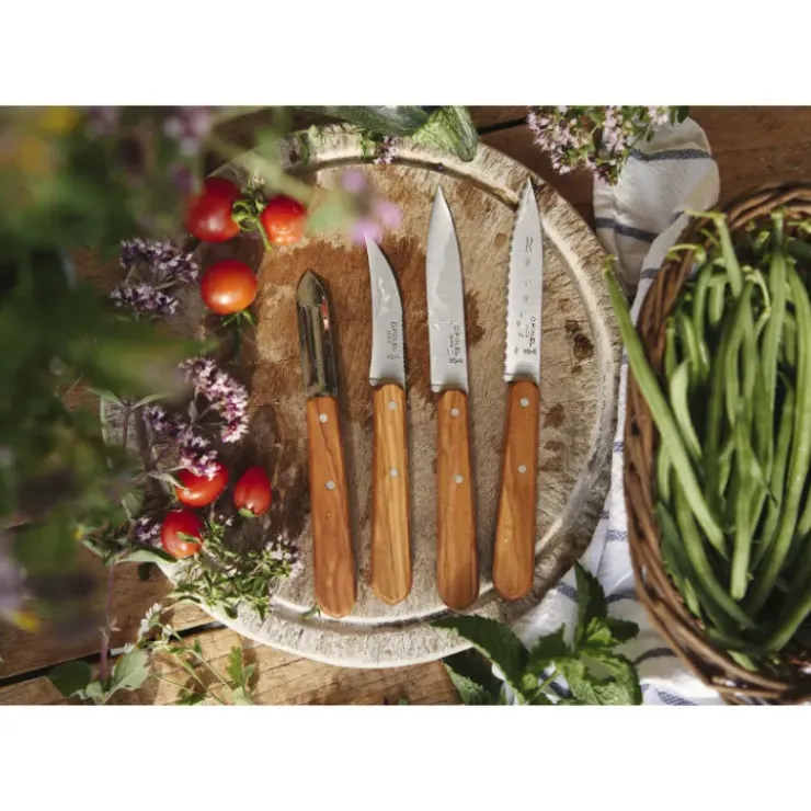 OPINEL Coffret 3 Couteaux de Cuisine et un Eplucheur Olivier Les Essentiels Sale