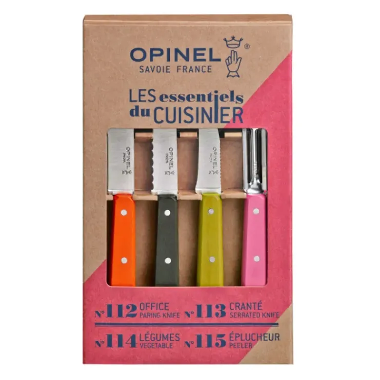OPINEL Coffret 3 Couteaux de Cuisine et un Eplucheur Fifties Les Essentiels Clearance