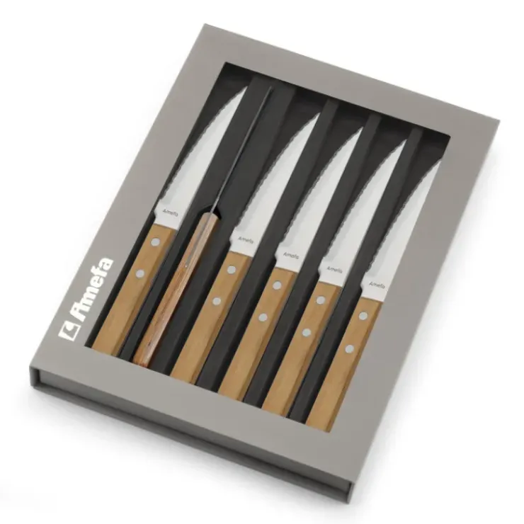 AMEFA Coffret 6 Couteaux Steak Pizza Bois 21,5 cm Sale