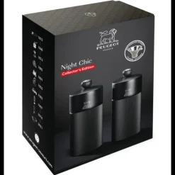 PEUGEOT Coffret 2 Moulins Manuels Sel & Poivre Noir Mat 12 cm + Entonnoir New