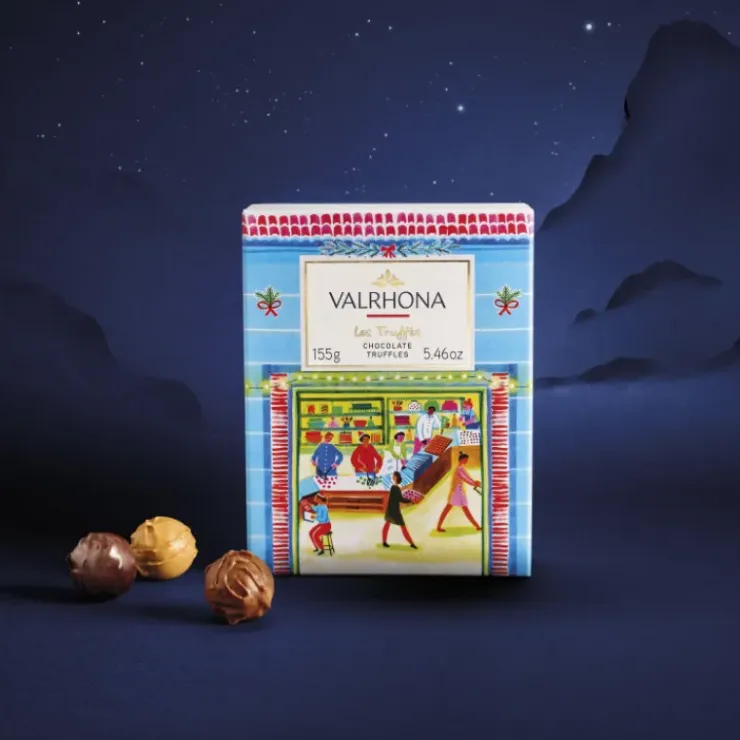VALRHONA Coffret 12 Truffes Noël Enrobage Chocolat 155 g Hot