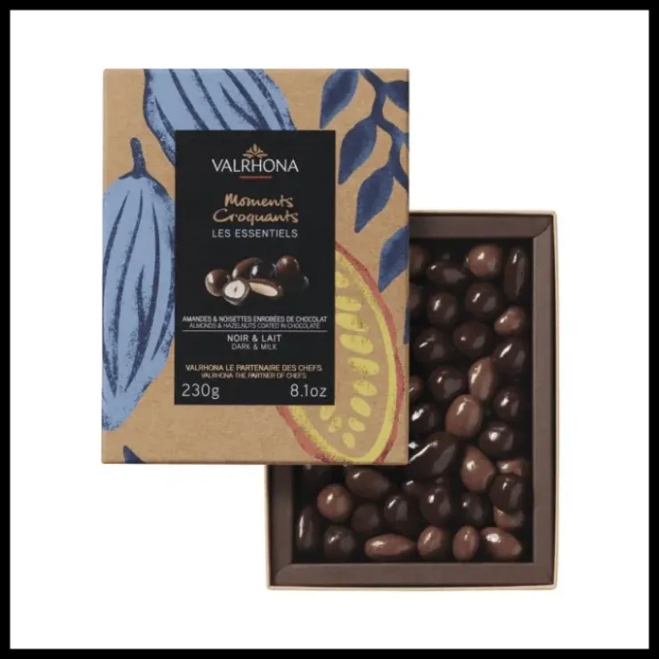 VALRHONA Coffret Amandes et Noisettes Enrobées Chocolat Noir et Lait 230 g Clearance