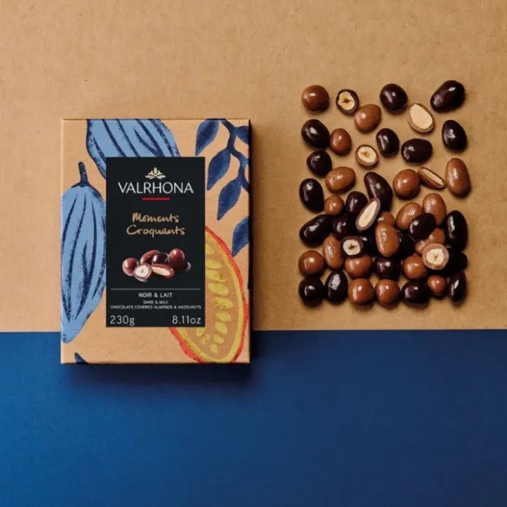 VALRHONA Coffret Amandes et Noisettes Enrobées Chocolat Noir et Lait 230 g Clearance