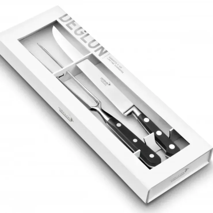 DEGLON Coffret Découpe Viande Couteau à Découper 22 cm et Fourchette Diapason 17 cm Cuisine Idéale Sabatier Déglon Outlet