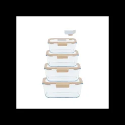 PEBBLY Coffret de 4 Boîtes de Conservation en Verre et Pompe de Mise Sous-Vide Clearance