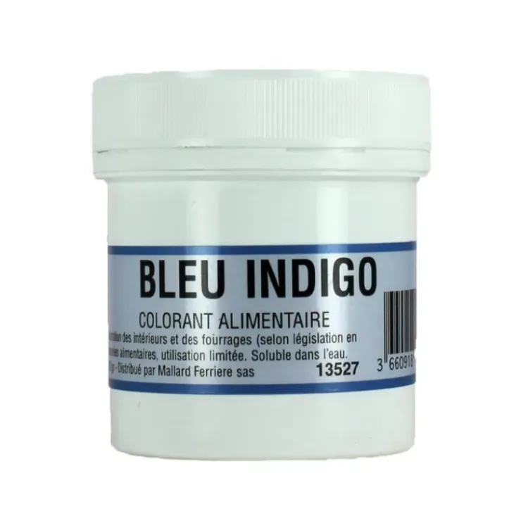 MALLARD FERRIERE Colorant alimentaire Bleu Indigo E132 Poudre Hydrosoluble 20g Hot