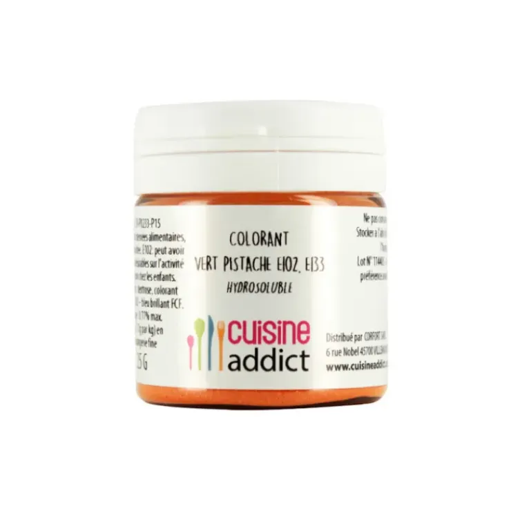 CUISINEADDICT Colorant alimentaire Vert Pistache E102/E133 Poudre Hydrosoluble 25 g Outlet