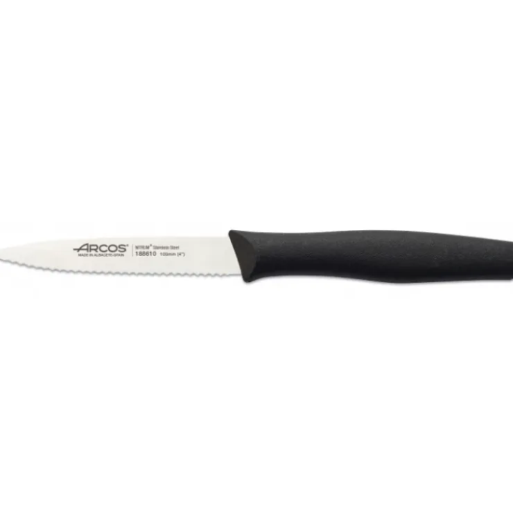 ARCOS Couteau d'Office Cranté Inox 10 cm Noir NOVA Outlet