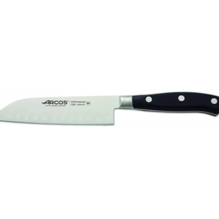 ARCOS Couteau Santoku alvéolé 14 cm RIVIERA noir Discount