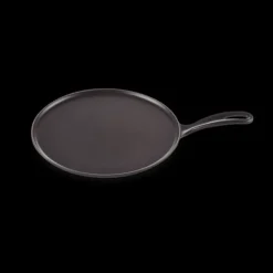 LE CREUSET Crêpière en Fonte 27 cm Noir Mat avec Spatule & Râteau New