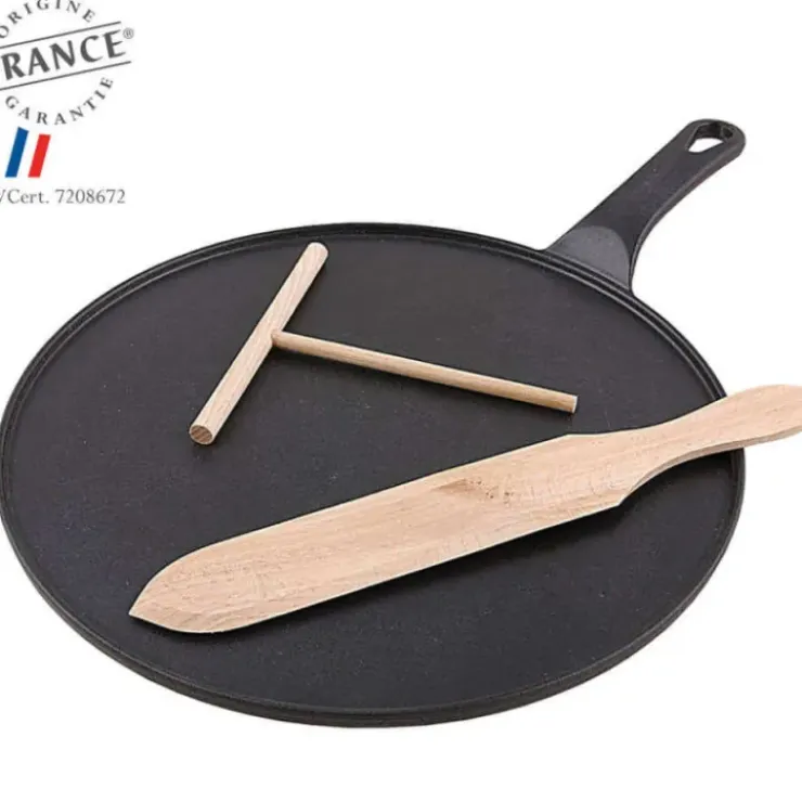 CHASSEUR Crêpière Fonte Émaillée 30 cm Noir avec Accessoires Online
