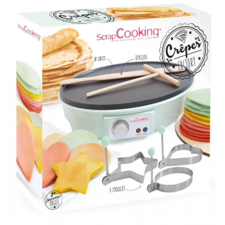 SCRAPCOOKING Crêpière Électrique 28 cm avec Accessoires Best