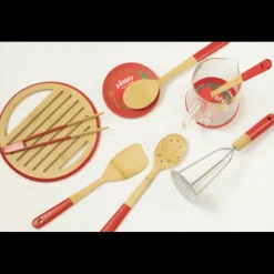 PEBBLY Cuillère de Cuisine Bambou 30 cm Rouge Discount