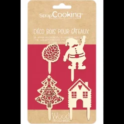 SCRAPCOOKING Décor de Bûche en Bois (x4)