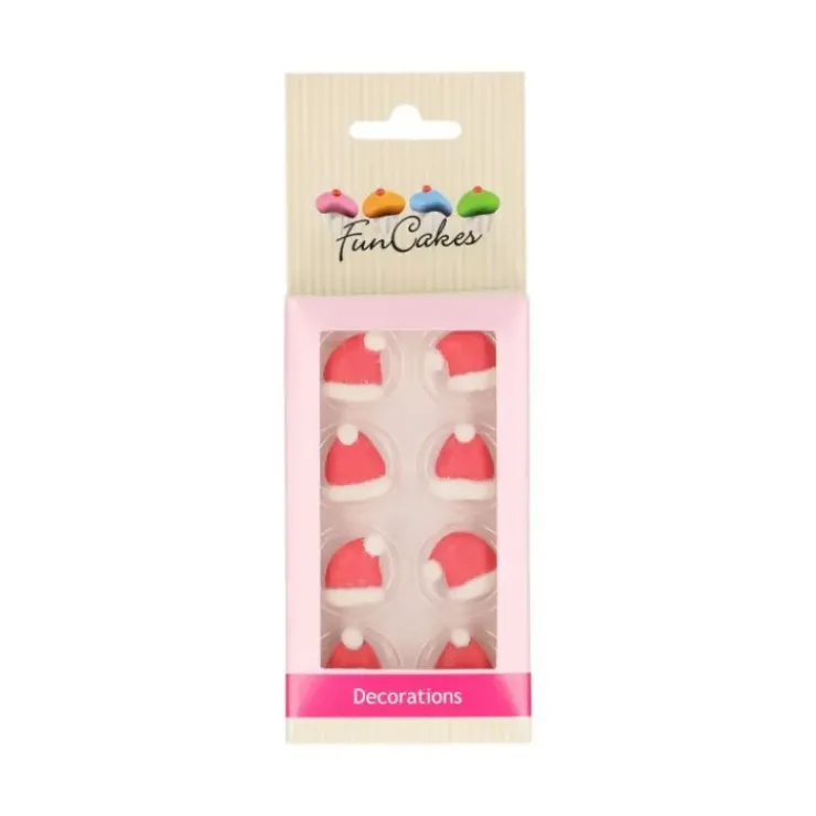 FUNCAKES Décor en Sucre Bonnet de Père Noël (x8) Best