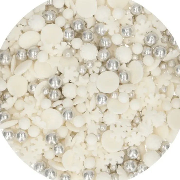 FUNCAKES Décoration en Sucre Mélange Hiver Blanc et Argenté 50 g Hot