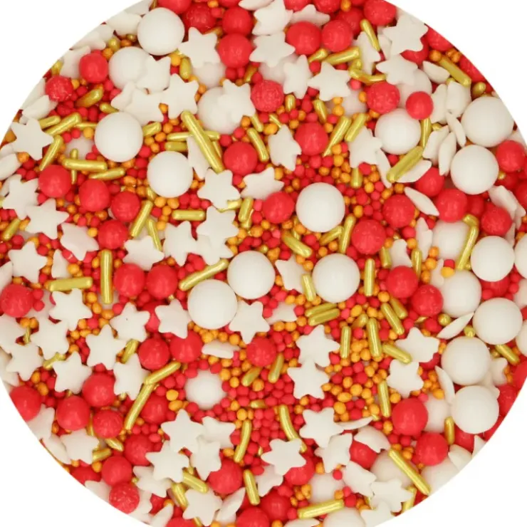 FUNCAKES Décoration en Sucre Mélange Jolly Rouge et Or Noël 65 g Sale