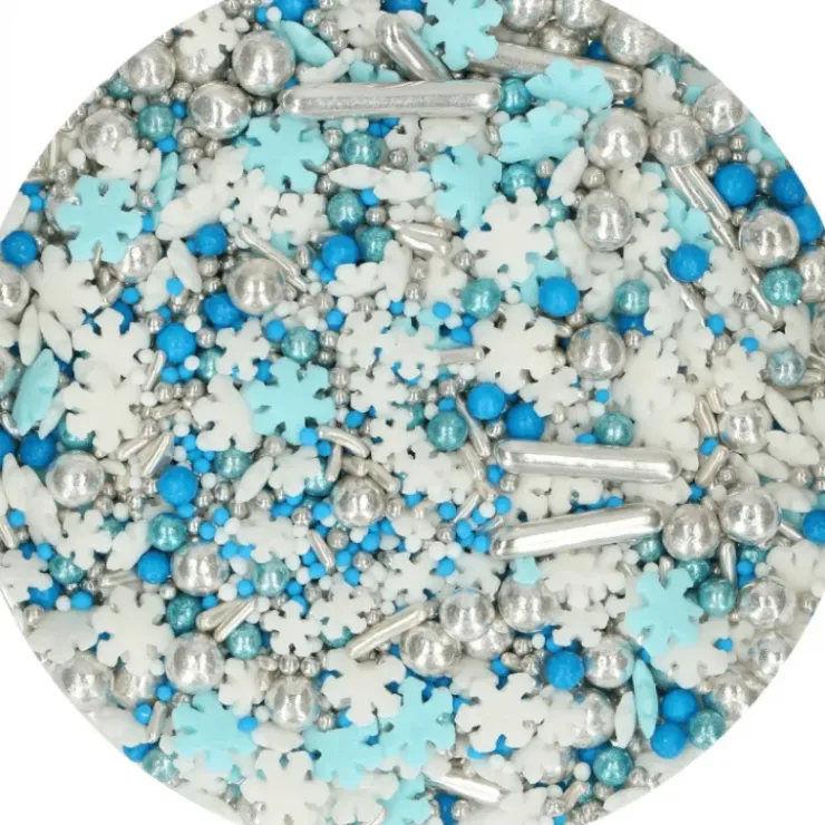FUNCAKES Décoration en Sucre Mélange Hivernal Bleu, Blanc et Argenté 65 g Hot