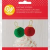 WILTON Décorations Boules de Noël Rouges et Vertes sur Piques (x12) New