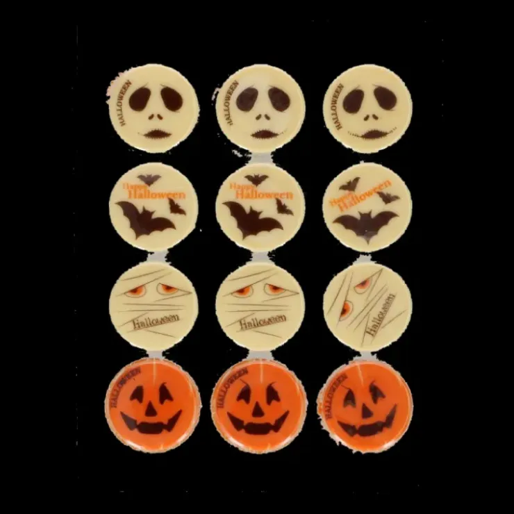 FUNCAKES Décors Chocolat Blanc 4 Motifs Halloween (x12) New