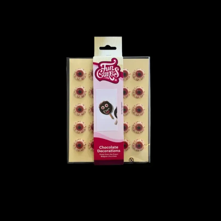 FUNCAKES Décors Chocolat Blanc Œil (x25) New