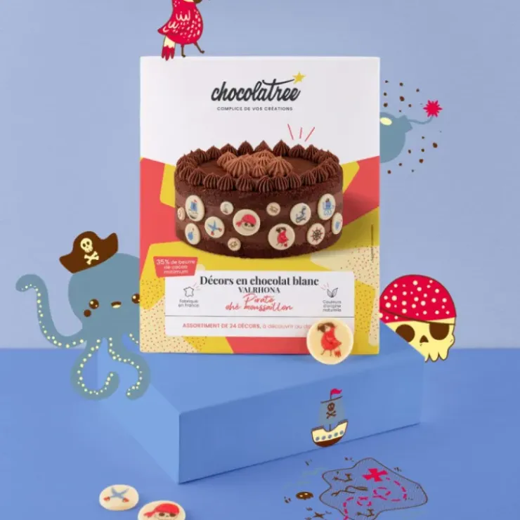 VALRHONA Décors Chocolat Blanc Pirate 24 pièces Chocolatree Online