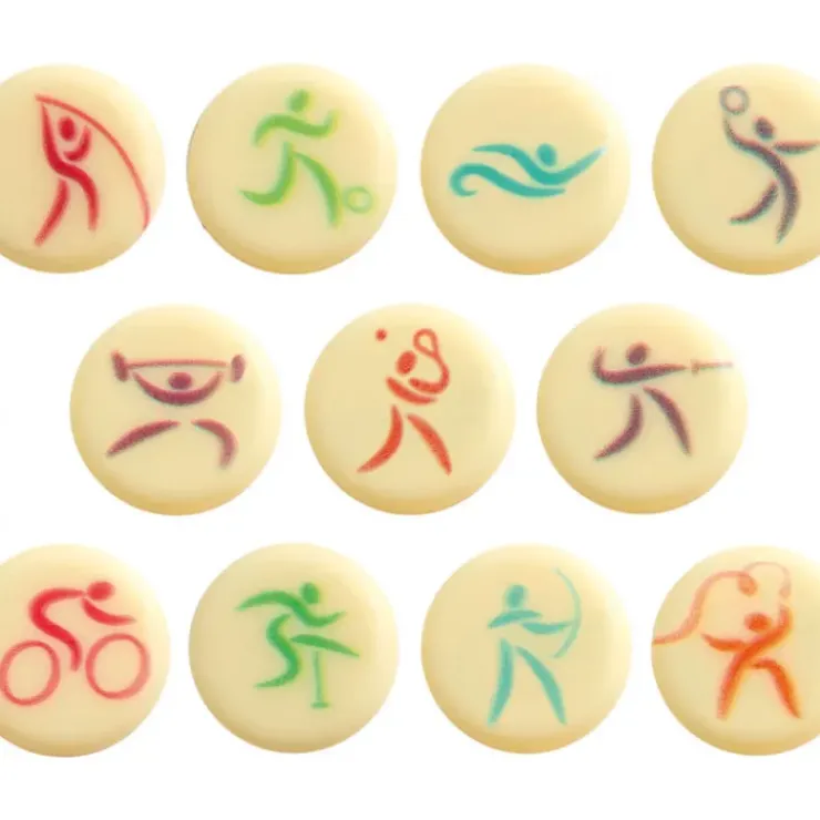 FLORENSUC Décors en Chocolat Blanc Disques Sportifs Ø20 mm (x132) Hot