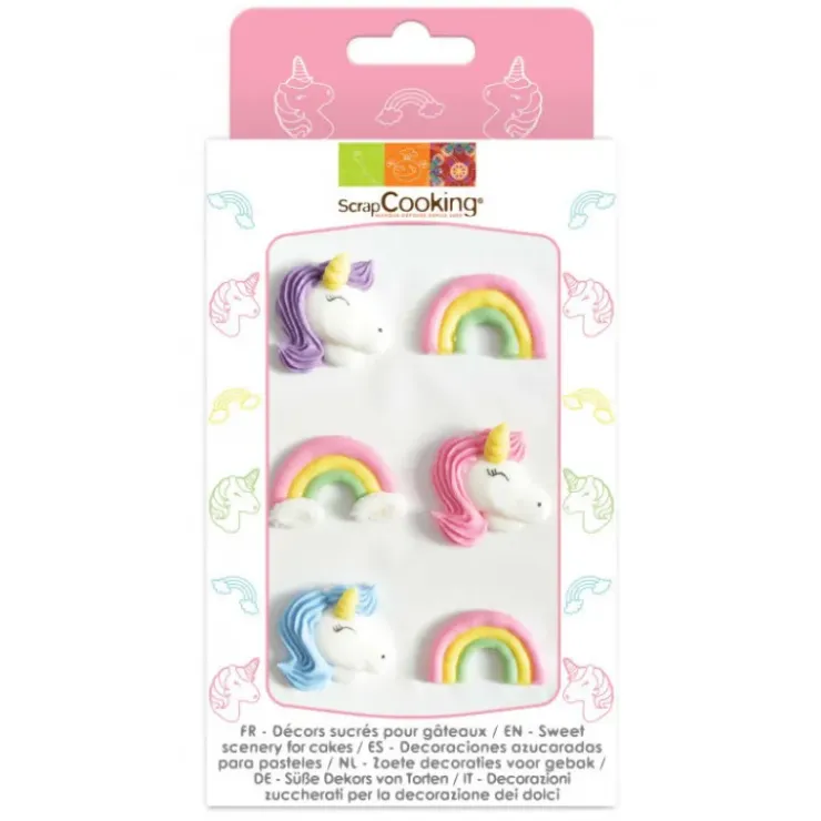 SCRAPCOOKING Décors en Sucre Licorne et Arc en Ciel x6 Outlet