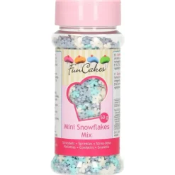 FUNCAKES Décors en Sucre Mini Flocons Bleu et Blanc 50 g