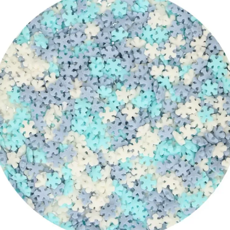 FUNCAKES Décors en Sucre Mini Flocons Bleu et Blanc 50 g