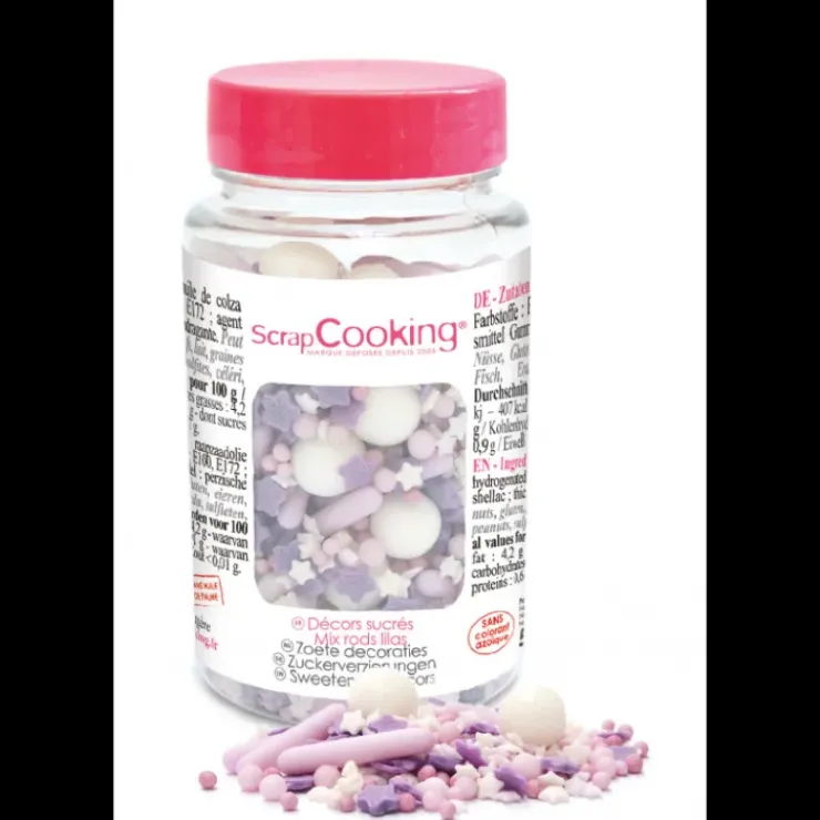 SCRAPCOOKING Décors en Sucre Mélange Rods Lilas 70 g