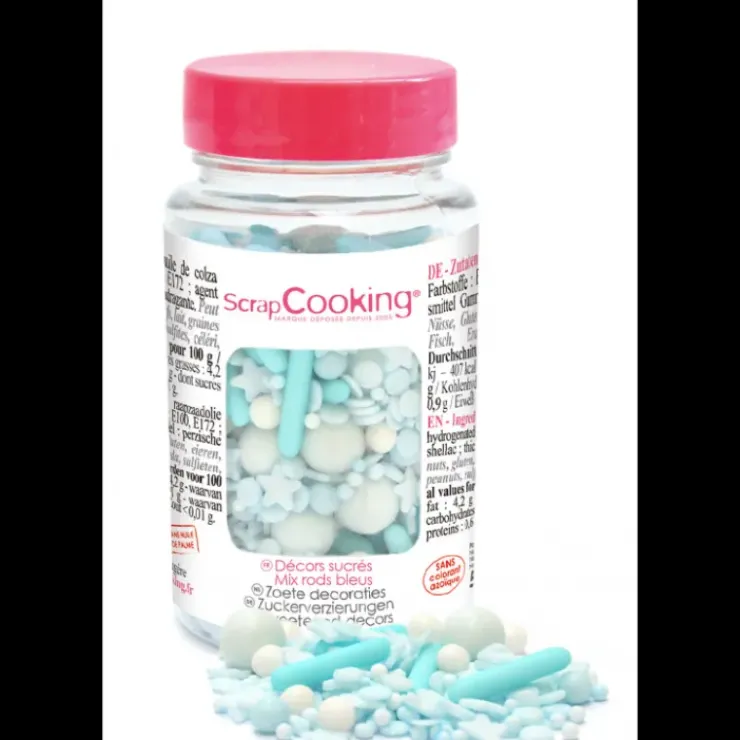 SCRAPCOOKING Décors en Sucre Mélange Rods Bleu 70 g
