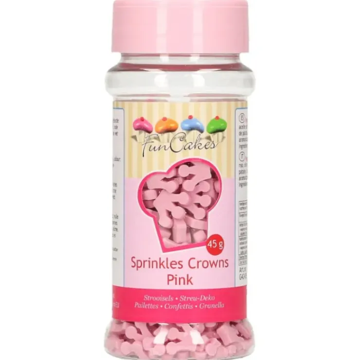 FUNCAKES Décors en sucre Petites Couronnes roses 45 g Hot