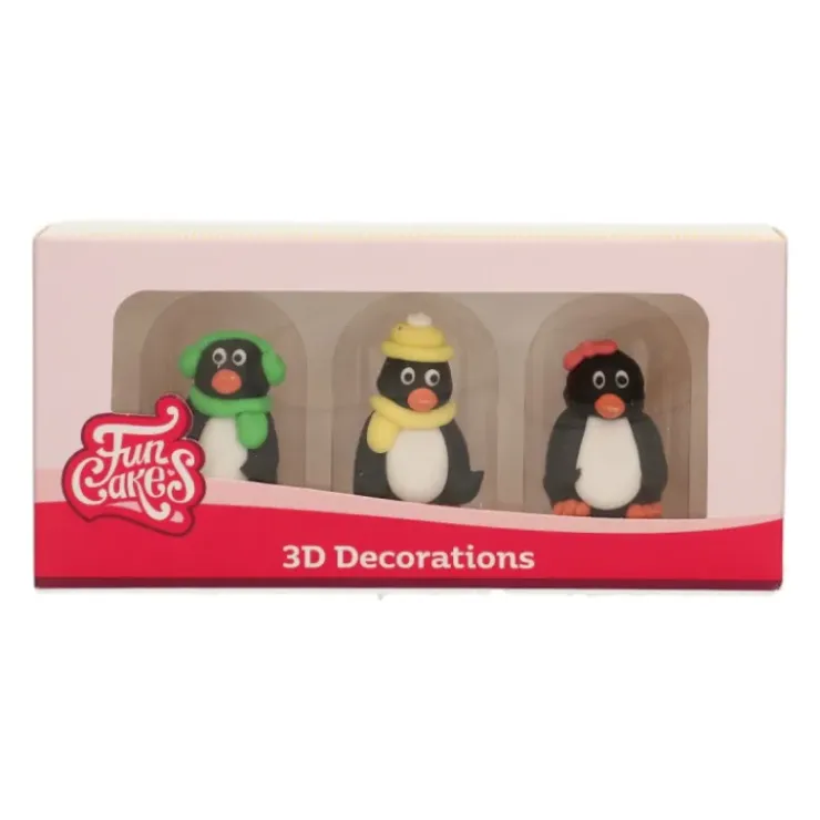 FUNCAKES Décors en Sucre Pingouins 3D (x3) Clearance