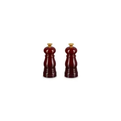 LE CREUSET Duo Moulin à Poivre et à Sel Garnet Bouton Doré 11 cm Outlet