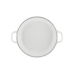 LE CREUSET Faitout Fonte Émaillée Pétales Blanc avec Bouton Doré 26 cm