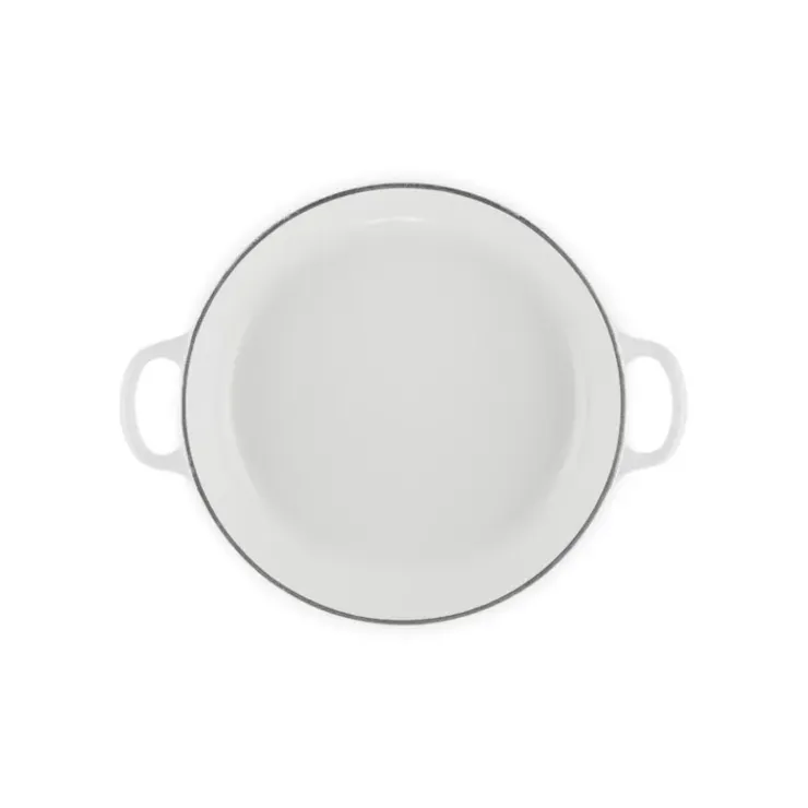 LE CREUSET Faitout Fonte Émaillée Pétales Blanc avec Bouton Doré 26 cm