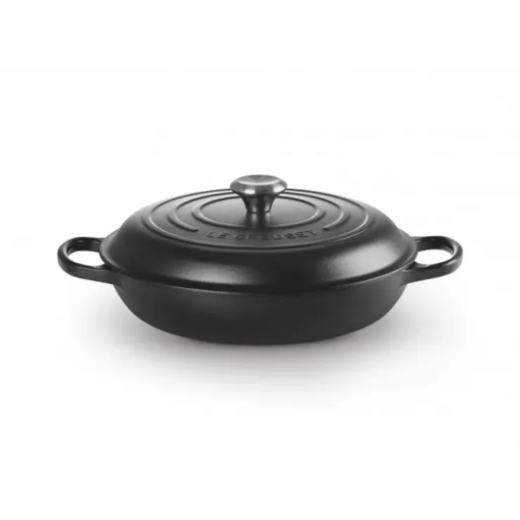 LE CREUSET Faitout Noir Mat en Fonte avec Intérieur Noir 30 cm Signature Hot