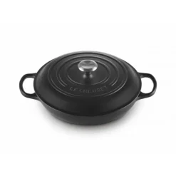 LE CREUSET Faitout Noir Mat en Fonte avec Intérieur Noir 30 cm Signature Hot