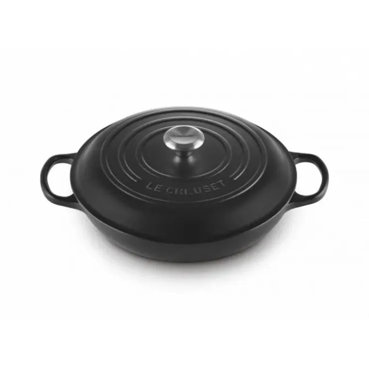 LE CREUSET Faitout Noir Mat en Fonte avec Intérieur Noir 30 cm Signature Hot