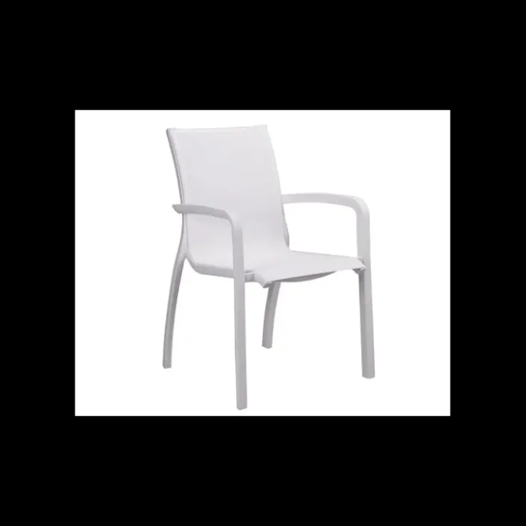 GROSFILLEX Fauteuil d'extérieur Blanc Glacier et Toile Blanche Sunset Hot
