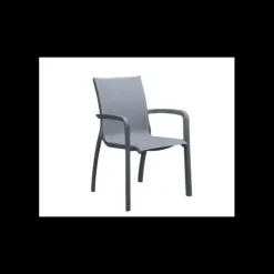GROSFILLEX Fauteuil d'extérieur Gris Platinium et Toile Grise Sunset Clearance