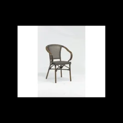 LYROSE Fauteuil Imitation Rotin Moka et Bois Online