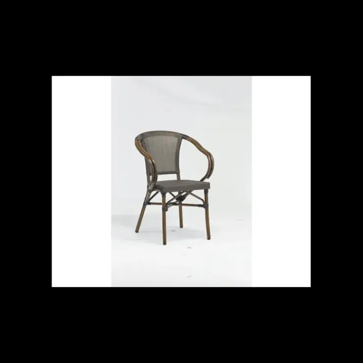 LYROSE Fauteuil Imitation Rotin Moka et Bois Online
