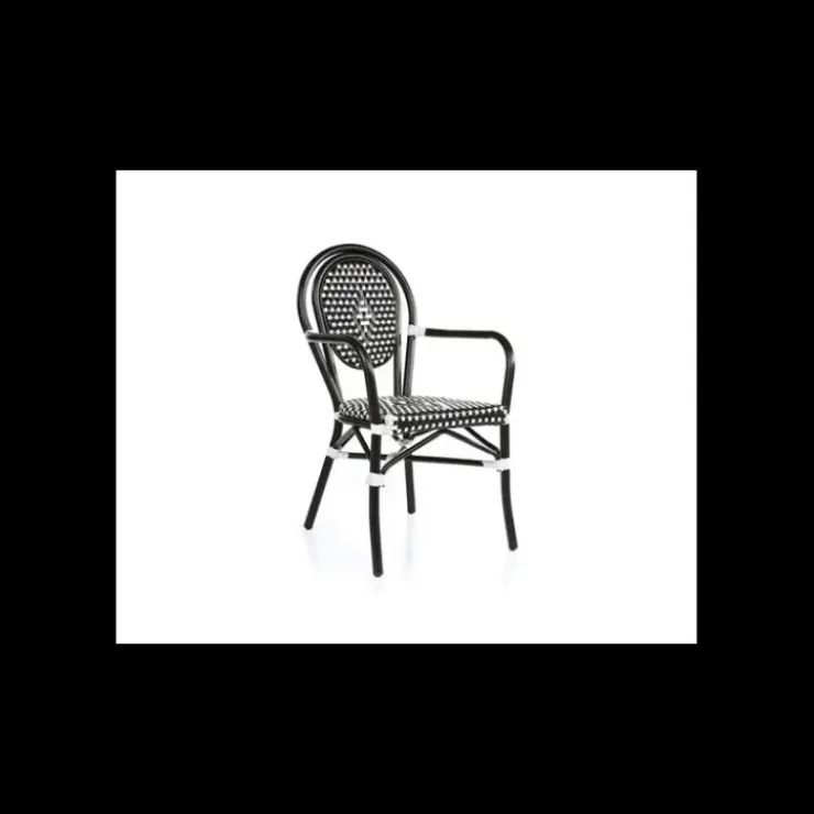 LYROSE Fauteuil Tressé Bamboo Noir et Blanc Hot