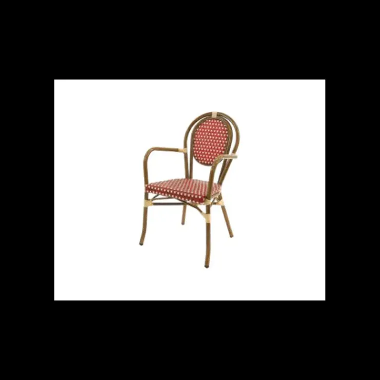 LYROSE Fauteuil Tressé Bamboo Rouge et Crème Outlet